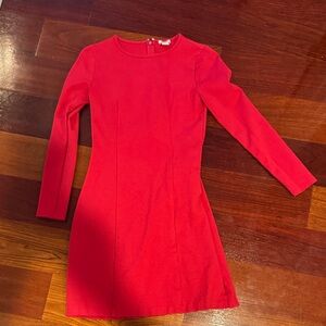J. Crew Vibrant Red Long Sleeve Dress